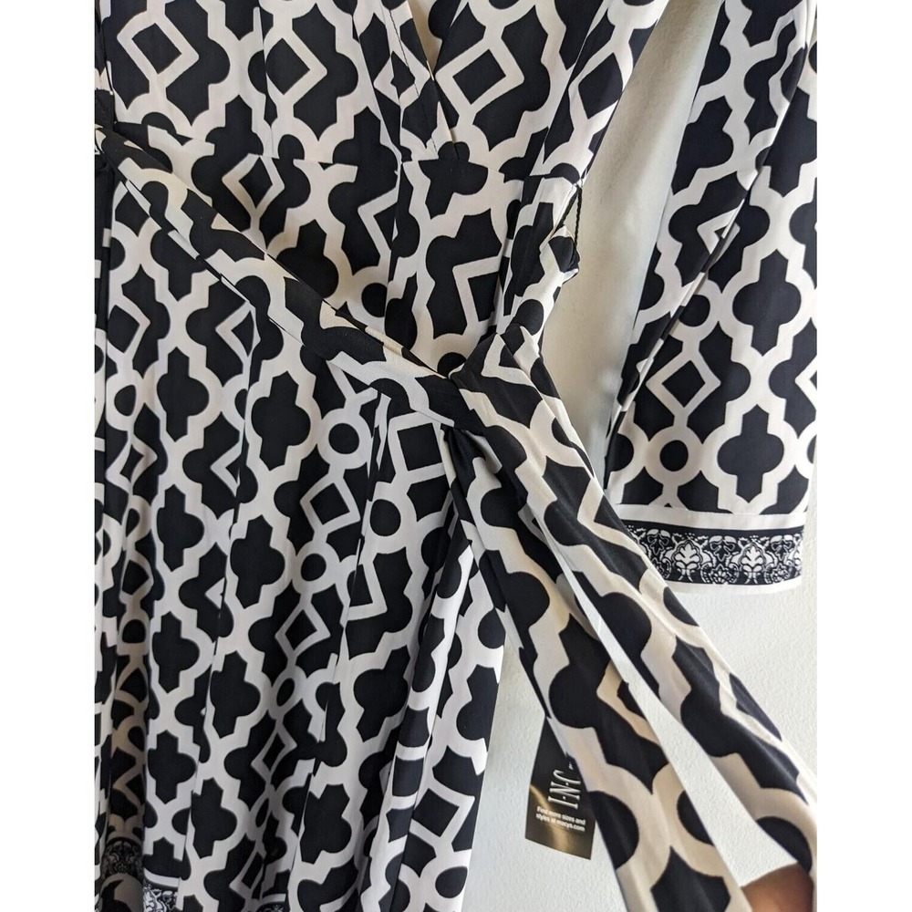 INC International Concepts Women's Black and White Dress with Belt (Medium) NWT - Picture 2 of 6